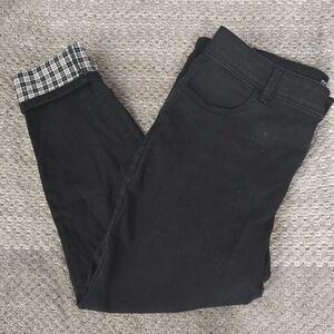 Maurices Black Jeans with Plaid Cuff